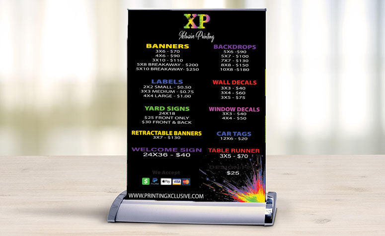 TABLE TOP RETRACTABLE BANNER